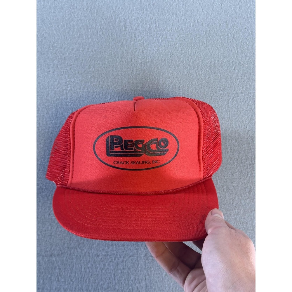 Vintage Pegco Crack Sealing Hat Cap Snap‎ Back Mens One Size Red Mesh Trucker